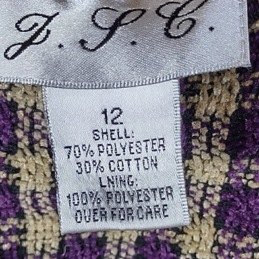 Vintage Y2K JSC Womens 2pc Skirt Suit Sz 12 Purple Cream Boucle 3 Button Lined - Picture 13 of 13